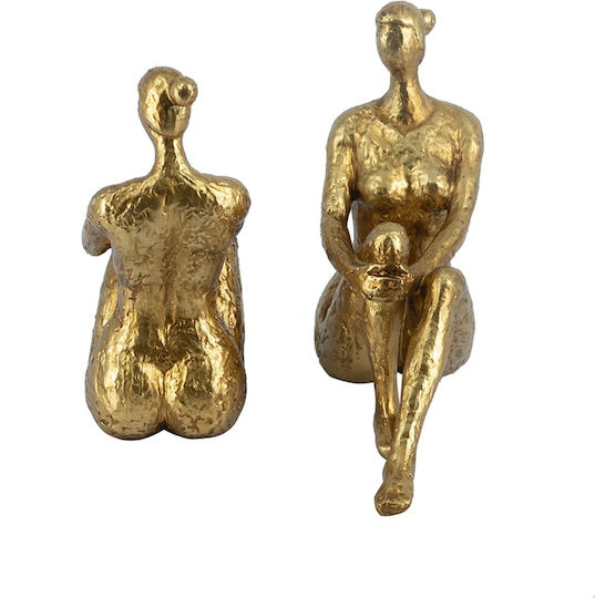 Artekko Bookends Figurine Gold Resin Bookends Female Figure 19.3x9x19.7 Cm 2 Pieces