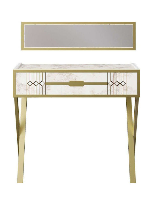 Frida Konsolemit Spiegel White-gold L90xB32xH80cm