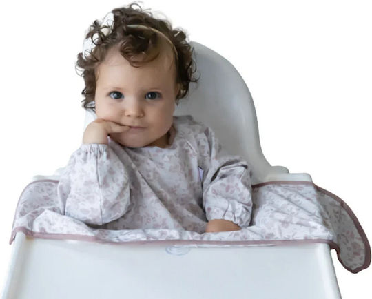 Tidy Tot Cover & Catch Bib Αδιάβροχη Ποδιά Υφασμάτινη με Τσέπη & Μανίκια Fleur De Jardin Rose για 6 m+