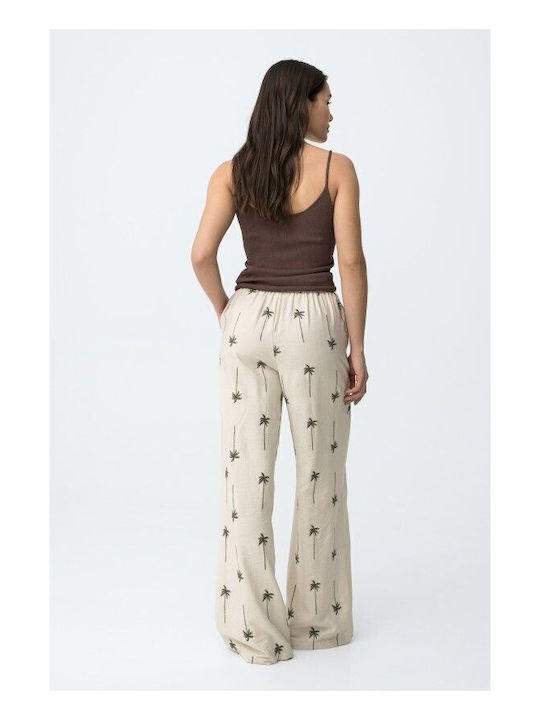 Tiffosi Tiffosi Damenhose mit Gummiband in Loose Passform Blumen Beige Tiffosi Tiffosi Damenhose mit Gummiband in Loose Passform Blumen Beige