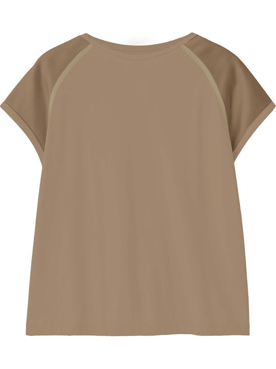 Damen Baumwolle Ärmellose Braune Bluse