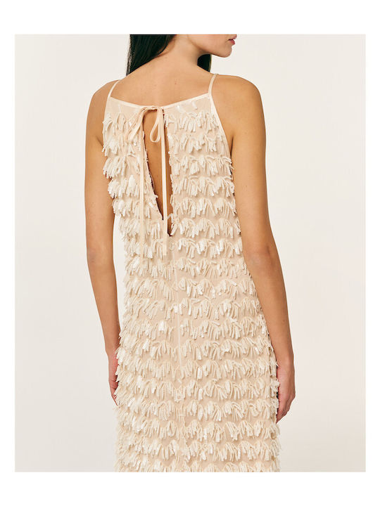 Summer Maxi Evening Dress Open Back Beige