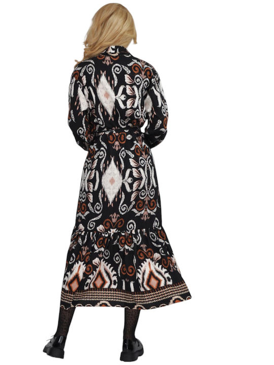 Summer Midi Shirt Dress Black