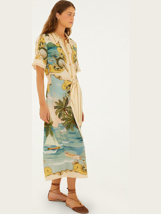 Summer Midi Shirt Dress Beige