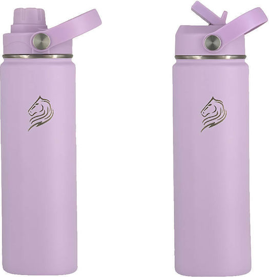 Cool'NMore Μπουκάλι Θερμός Ανοξείδωτο BPA Free 500ml Lavender με Καλαμάκι, Λαβή, Επιστόμιο και Θηλιά