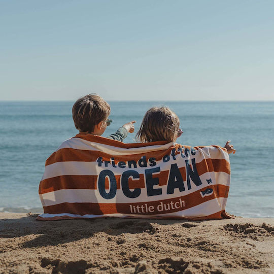 Little Dutch Beach Towel Ocean World Brown Stripe 60x120
