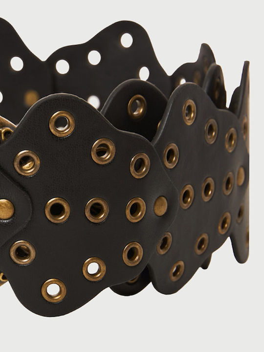 Wide Leather Women's Belt Black