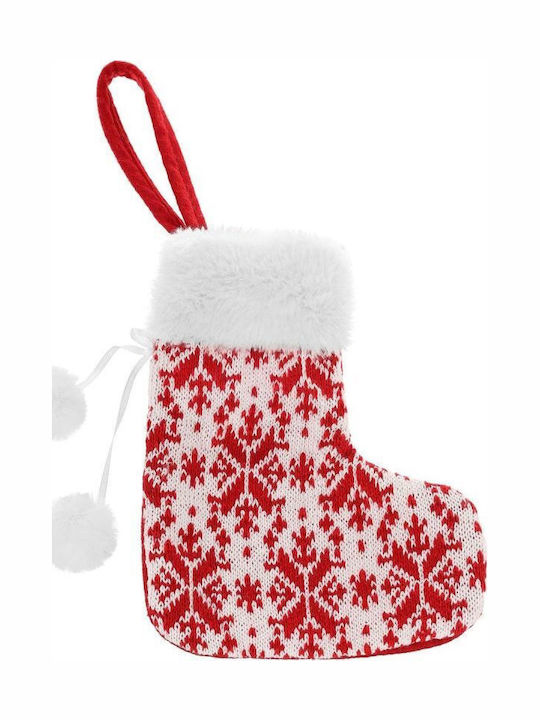 Christmas Decorative Sock Made of Polyester with Tree M19xW16cm White