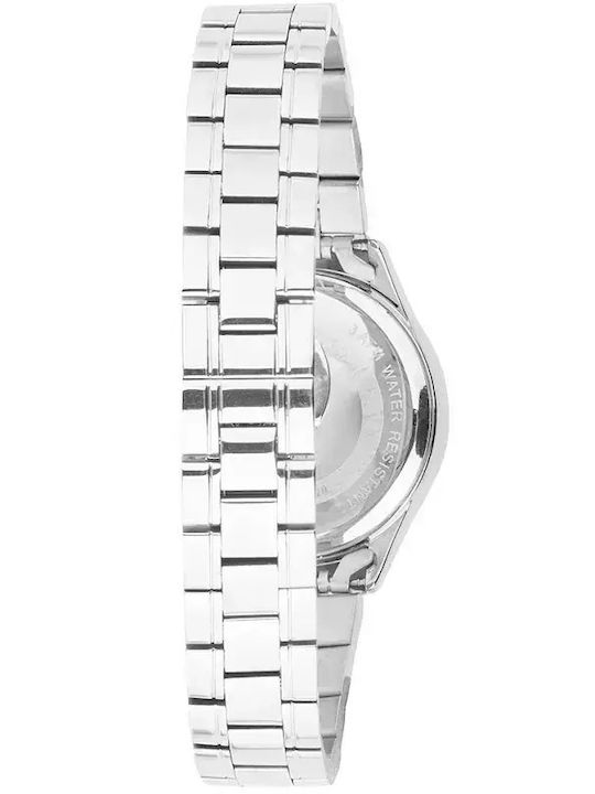 U.S. Polo Assn. Crystals Womens Watch Battery with Silver Metal Bracelet