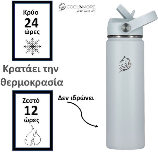 Cool'NMore Бутилка Термос Неръждаема Стомана BPA Free 500ml Неръждаема със Сламка Дръжка Примка и Мундщук