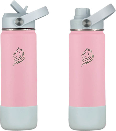 Cool'NMore Stainless Steel Thermos Bottle BPA Free 500ml Stainless Steel with Straw Handle Loop and Mouthpiece