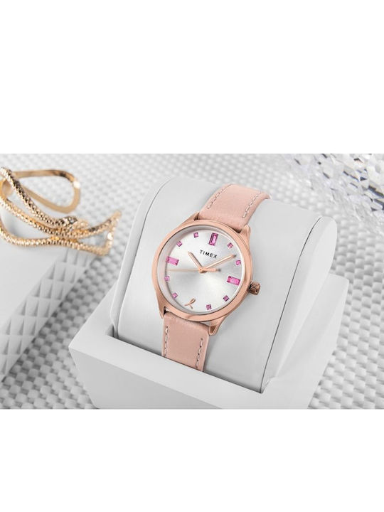 Timex Womens Watch 33mm Battery with Pink Leather Strap