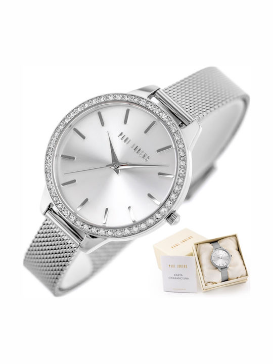Paul Lorens Womens Battery Watch With Silver Metal Bracelet
