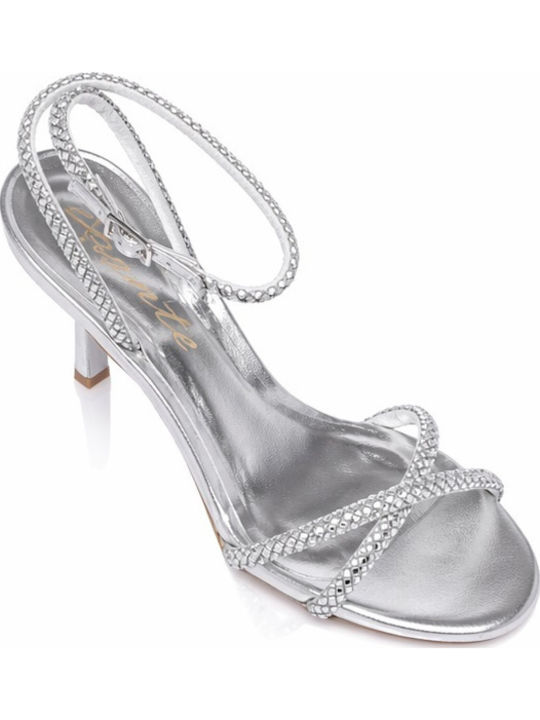 Damen Sandalen Silber Leder