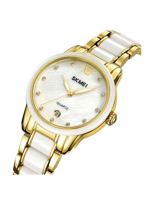 Skmei Womens Watch Battery with Gold Metal Bracelet