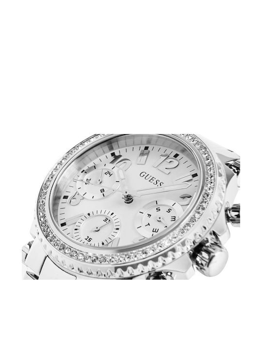 Guess Cosmic Γυναικείο Ρολόι 36mm Χρονογράφος Μπαταρίας με Ασημί Μεταλλικό Μπρασελέ
