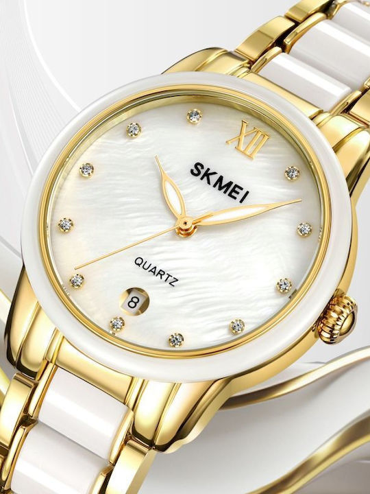 Skmei Womens Watch Battery with Gold Metal Bracelet