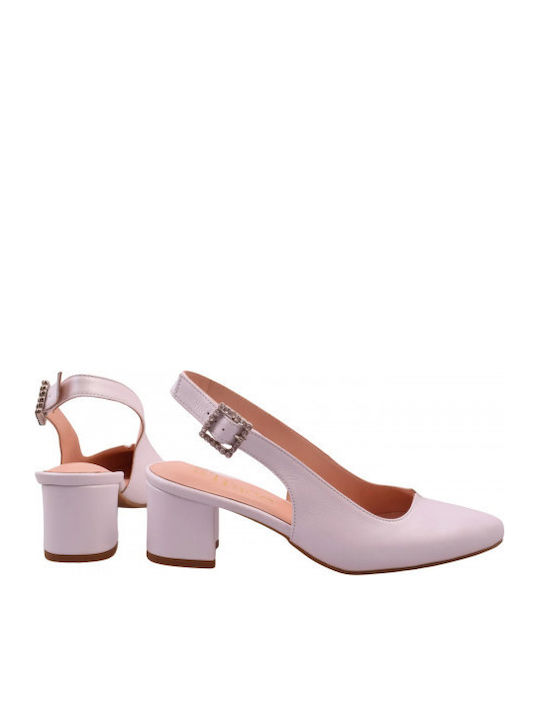 Leder Pumps mit niedrigem Absatz Weiß