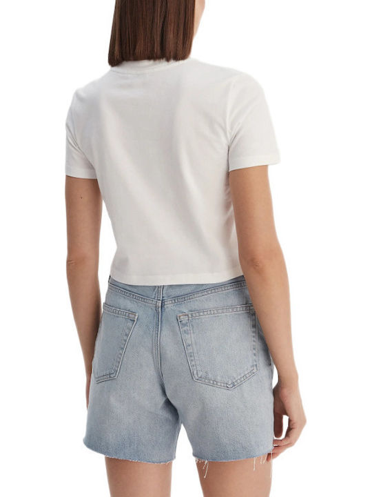 Calvin Klein Damen Crop T-shirt Helles Weiß