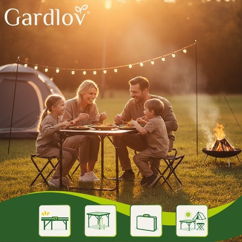 Gardlov Aluminum Table Set for Camping Folding in Case 36x27x33.5cm Brown
