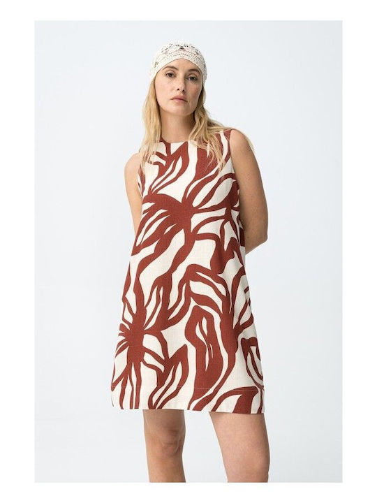 Sommer Mini Hemdkleid Beigebraun