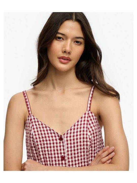 Playsuit Women's One-piece Shorts Red Gingham