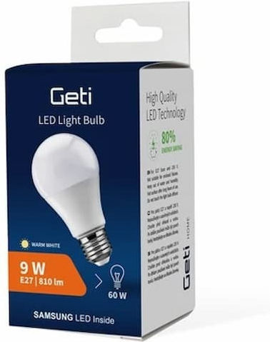 Geti Λάμπα Led E27 12w A60 Λευκό Φυσικό White Natural Samsung Chip