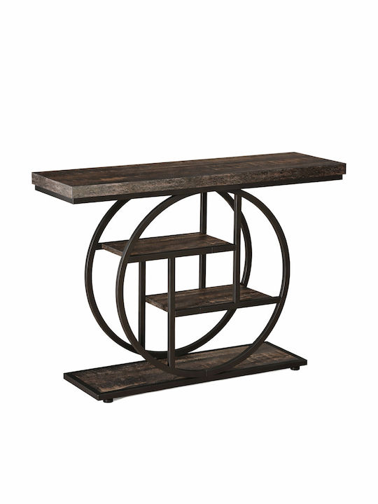 Console Table of Solid Wood & Metal Wenge/black L105xW30xH80cm