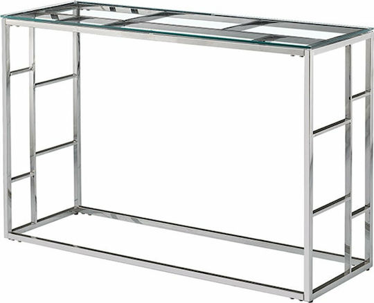 Bellagio Consolă Metalică cu Suprafață din Sticlă Argint L120xL40xH78buc