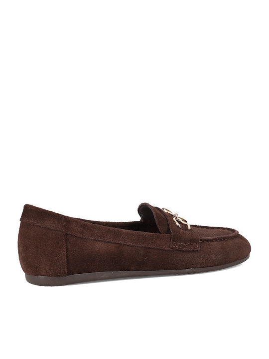 Leather Women's Loafers in Brown Colour