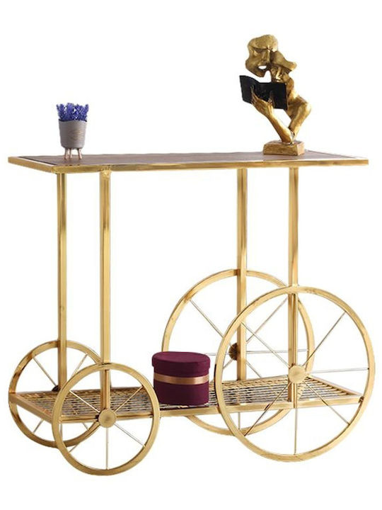 Fl810 Console Table Metal with Glass Surface Bronze L96xW35xH80cm