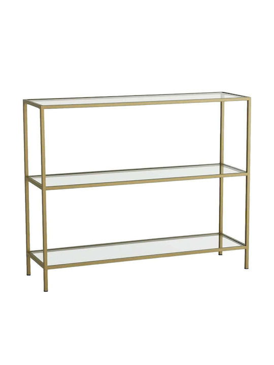 Consolă Metalică cu Suprafață din Sticlă Gold L100xL30xH85buc