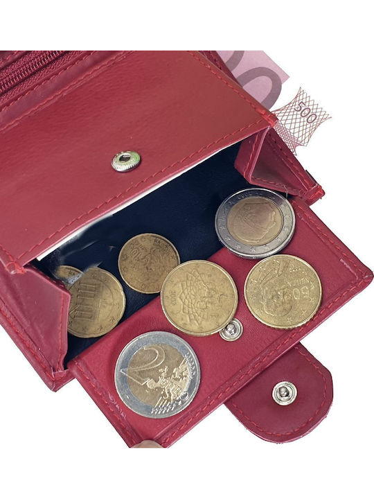 Small Leather Women's Wallet With RFID Red