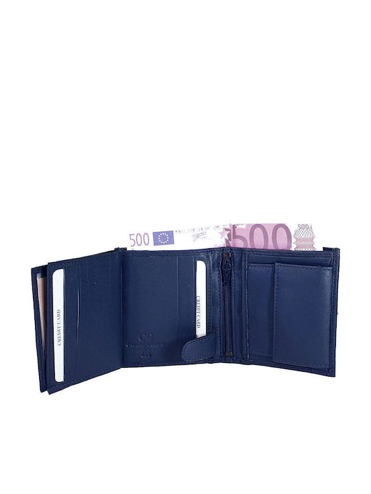 Leather Men's Wallet With RFID Blue