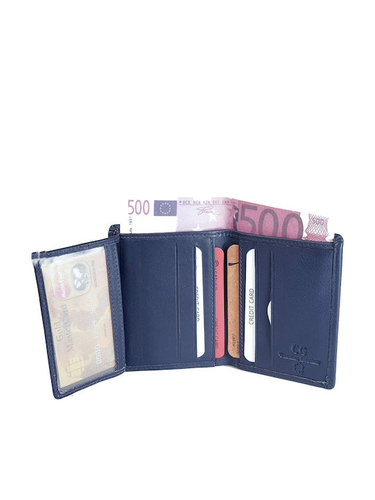 Leather Men's Travel Wallet With RFID Blue