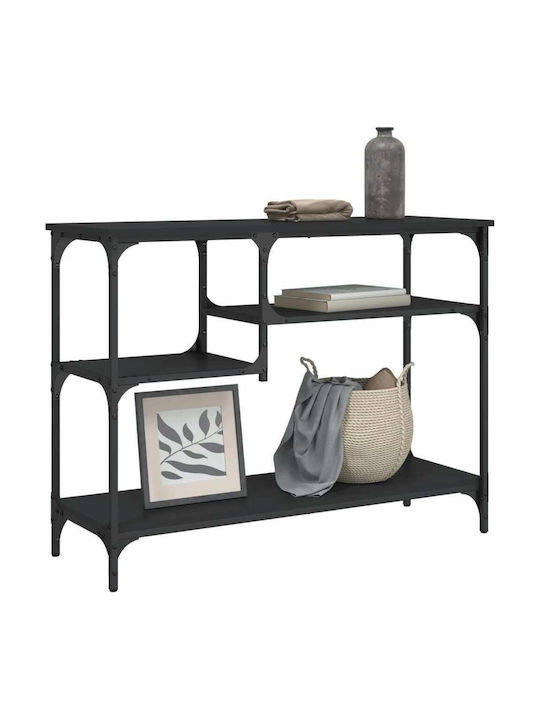 Console Table Wood & Metal Black Velvet-Black Metal L100xW35xH75cm