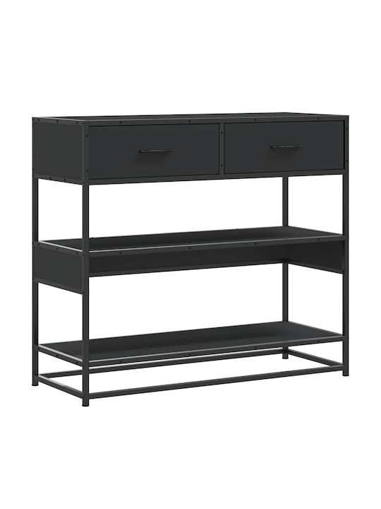 Console Table Wood & Metal Black Velvet-Black Metal L90xW35xH80cm
