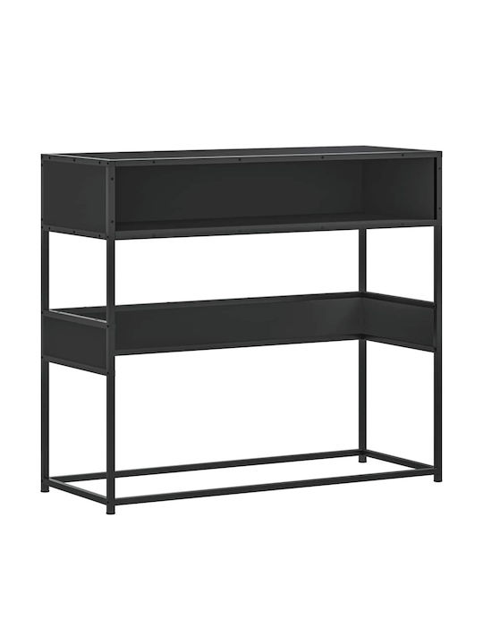 Console Table Wood & Metal Black Velvet-Black Metal L90xW35xH80cm