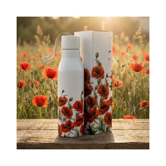 Duo-Gift Thermosflasche Rostfreier Stahl 500ml Mohnblumen