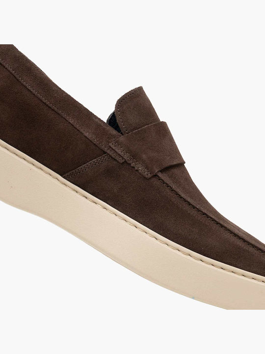 Δερμάτινα Ανδρικά Loafers σε Καφέ Χρώμα