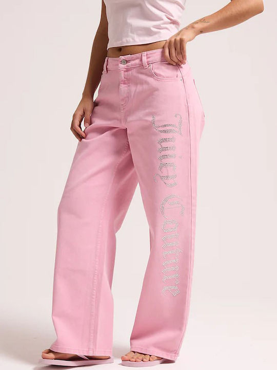 Women's Jean Pants in Wide Leg Style Pink