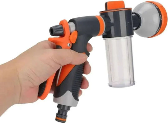Wasserpistole Mehrzweck Schaumstoffbehälter 100ml 8 Verschiedene Funktionen Orange-Schwarz