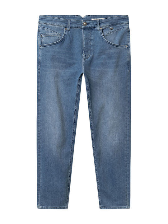 Alex Men's Cropped Elastic Jeans Pants with Slim Fit Blue