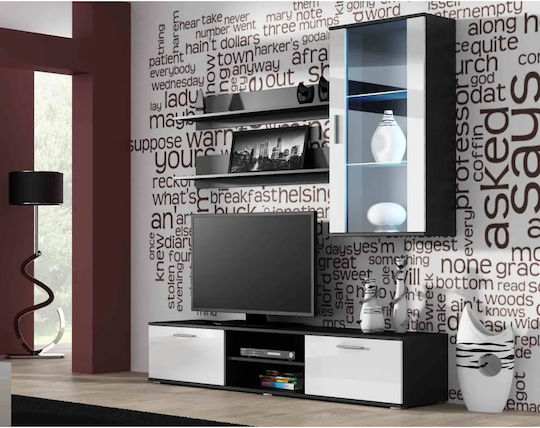 Soho Wall Living Room Display Cabinet made of Particleboard with Glass Black 29x60x115cm
