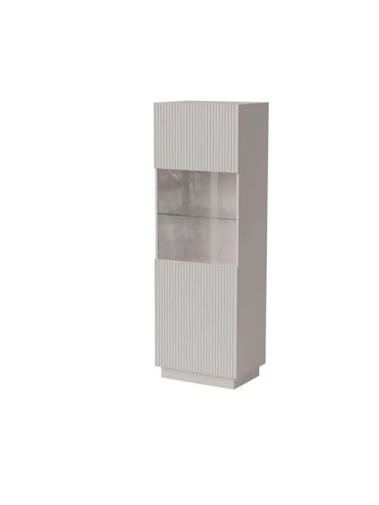 Bodenstehend Wohnzimmer Vitrine aus Spanplatte mit Glas Cashmere 59.5x42x178cm