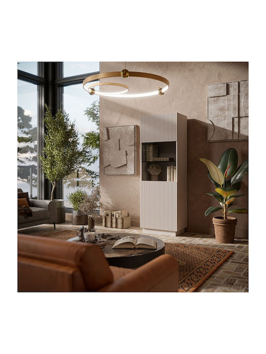 Bodenstehend Wohnzimmer Vitrine aus Spanplatte mit Glas Cashmere 59.5x42x178cm
