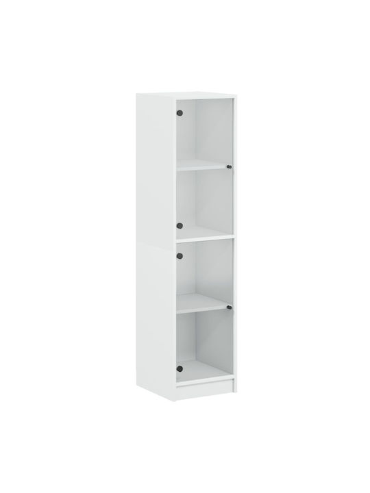 Wall Living Room Display Cabinet made of Particleboard with Glass White 35x37x142cm