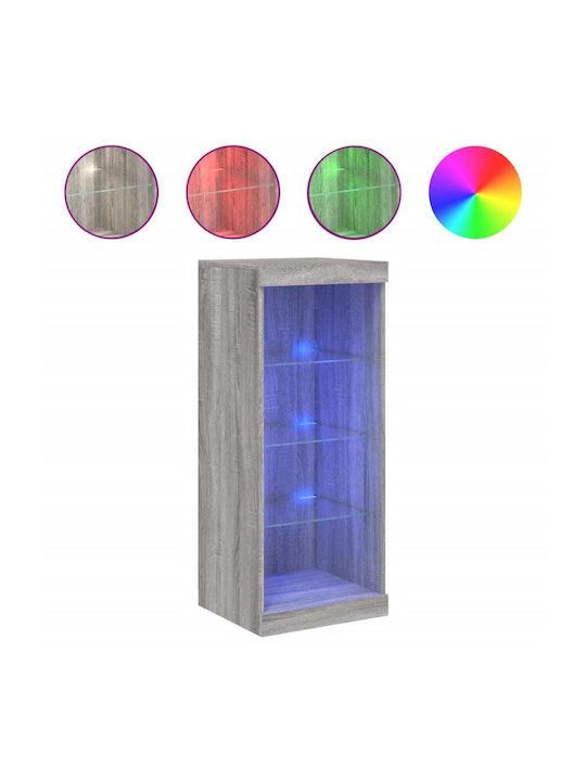 Wand Wohnzimmer Vitrine aus Spanplatte mit Glas & Beleuchtung Grey 41x37x100cm