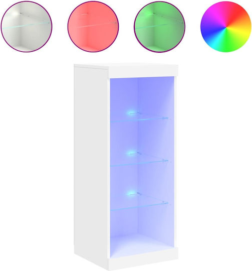 Wall Living Room Display Cabinet made of Particleboard with Glass & Lighting White 41x37x100cm