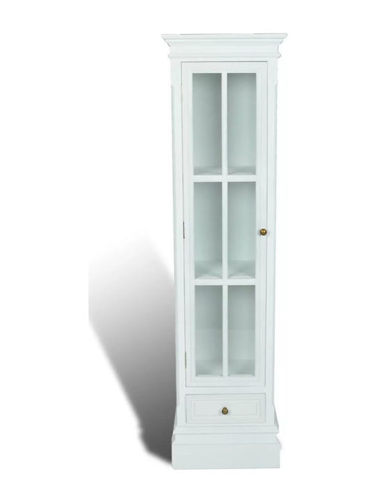 Витрина за дневна от MDF със стъкло Бяла 41x26x147см